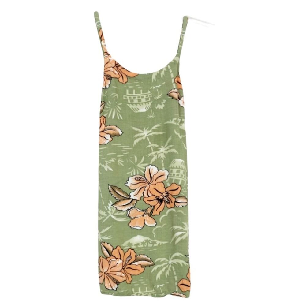 Vintage Green Orange Floral Summer Dress Sz S
